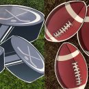 yard cards with hockey pucks & footballs