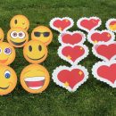 Yard Cards with emojis and red hearts